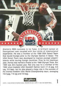 1994 SkyBox USA - Gold #1 Alonzo Mourning Back