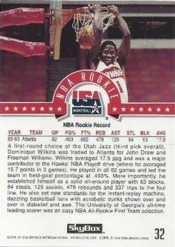 1994 SkyBox USA - Gold #32 Dominique Wilkins Back
