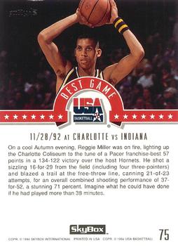 1994 SkyBox USA - Gold #75 Reggie Miller Back