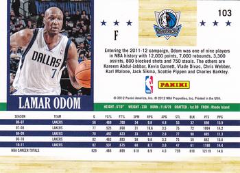 2011-12 Hoops #103 Lamar Odom Back