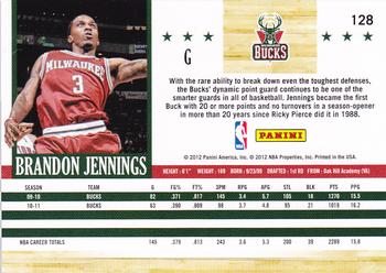 2011-12 Hoops #128 Brandon Jennings Back