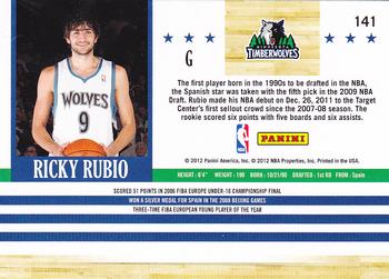 2011-12 Hoops #141 Ricky Rubio Back