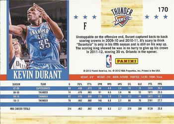 2011-12 Hoops #170 Kevin Durant Back