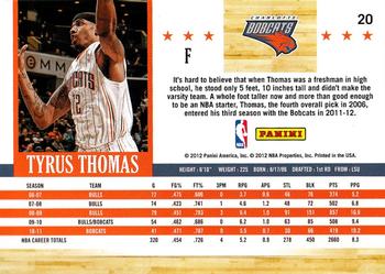 2011-12 Hoops #20 Tyrus Thomas Back