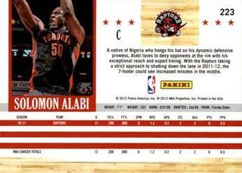 2011-12 Hoops #223 Solomon Alabi Back