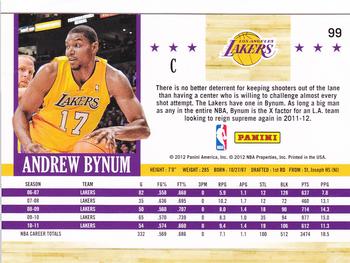 2011-12 Hoops #99 Andrew Bynum Back