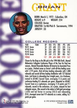1994-95 Hoops Schick NBA Rookies #NNO Brian Grant Back