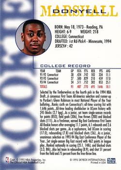 1994-95 Hoops Schick NBA Rookies #NNO Donyell Marshall Back