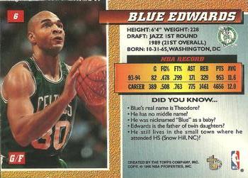 1994-95 Topps Embossed - Golden Idols #6 Blue Edwards Back