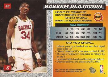 1994-95 Topps Embossed - Golden Idols #38 Hakeem Olajuwon Back