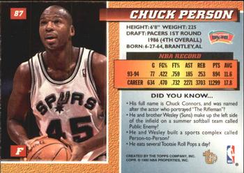 1994-95 Topps Embossed - Golden Idols #87 Chuck Person Back