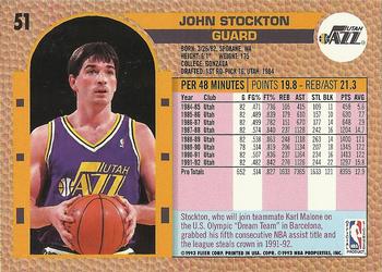 1992-93 Fleer Drake's #51 John Stockton Back