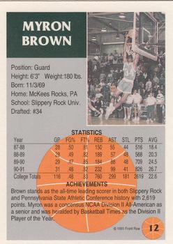 1991 Front Row #12 Myron Brown Back
