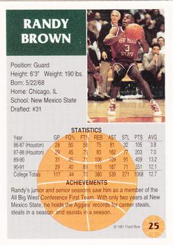 1991 Front Row #25 Randy Brown Back