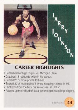 1991 Front Row #44 Larry Johnson Back