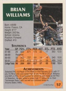1991 Front Row Update #57 Brian Williams Back