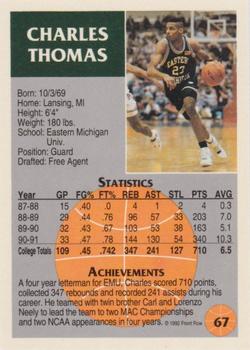 1991 Front Row Update #67 Charles Thomas Back