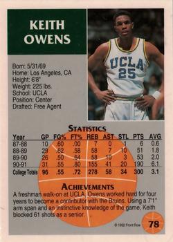 1991 Front Row Update #78 Keith Owens Back