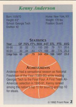 1991-92 Front Row Premier #2 Kenny Anderson Back