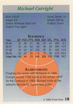 1991-92 Front Row Premier #18 Michael Cutright Back