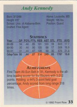 1991-92 Front Row Premier #33 Andy Kennedy Back