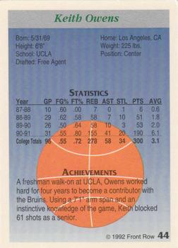 1991-92 Front Row Premier #44 Keith Owens Back