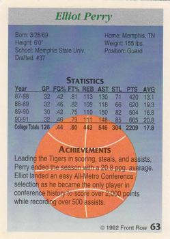 1991-92 Front Row Premier #63 Elliot Perry Back