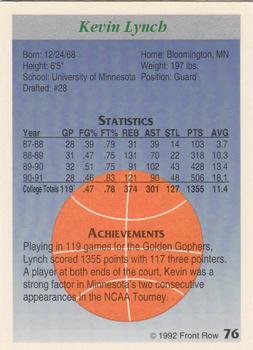 1991-92 Front Row Premier #76 Kevin Lynch Back
