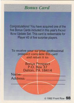 1991-92 Front Row Premier #88a Bonus Card 2 Back