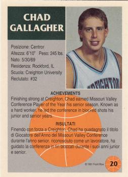 1991 Front Row Italian/English #20 Chad Gallagher Back