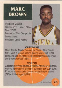 1991 Front Row Italian/English #76 Marc Brown Back