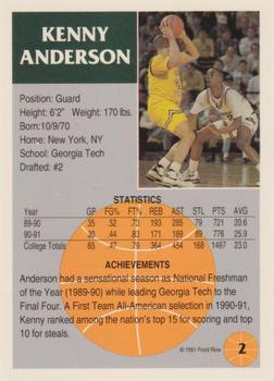 1991 Front Row - Gold #2 Kenny Anderson Back