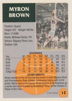 1991 Front Row - Gold #12 Myron Brown Back