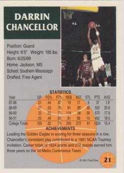1991 Front Row - Gold #21 Darrin Chancellor Back