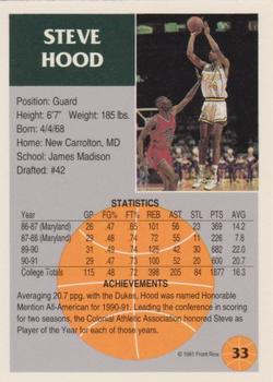 1991 Front Row - Gold #33 Steve Hood Back