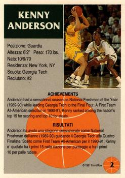 1991 Front Row Italian/English - Gold #2 Kenny Anderson Back