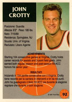 1991 Front Row Italian/English - Gold #92 John Crotty Back
