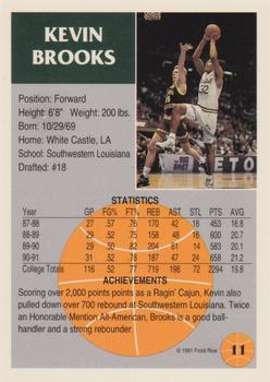 1991 Front Row - Silver #11 Kevin Brooks Back