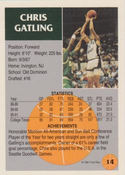 1991 Front Row - Silver #14 Chris Gatling Back