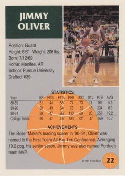 1991 Front Row - Silver #22 Jimmy Oliver Back