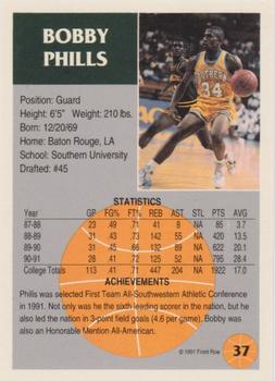 1991 Front Row - Silver #37 Bobby Phills Back