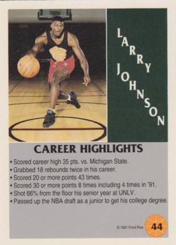1991 Front Row - Silver #44 Larry Johnson Back