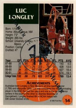 1991 Front Row Update - Silver Charter Member #54 Luc Longley Back