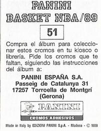 1988-89 Panini Stickers (Spanish) #51 Hersey Hawkins Back