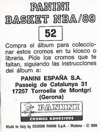 1988-89 Panini Stickers (Spanish) #52 Philadelphia 76ers Jersey Back