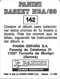 1988-89 Panini Stickers (Spanish) #142 Denver Nuggets Jersey Back