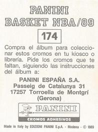 1988-89 Panini Stickers (Spanish) #174 Jerry Sloan Back
