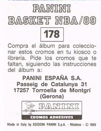 1988-89 Panini Stickers (Spanish) #178 Thurl Bailey Back