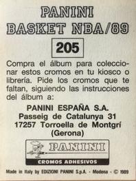 1988-89 Panini Stickers (Spanish) #205 Magic Johnson Back