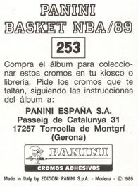 1988-89 Panini Stickers (Spanish) #253 Patrick Ewing / Akeem Olajuwon / Karl Malone Back